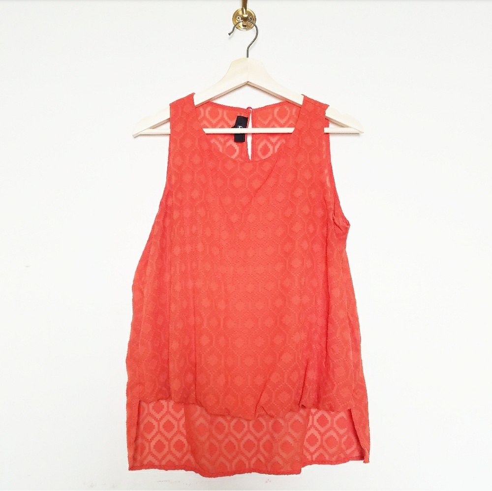 Orange Textured Sleveless Top