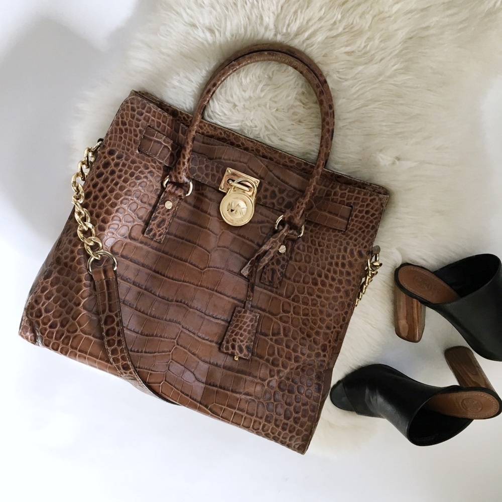 Michel Kors Alligator Print Hamilton Tote