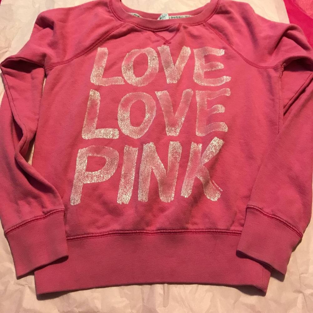 VS pink sweatshirt cheetah heart print on back