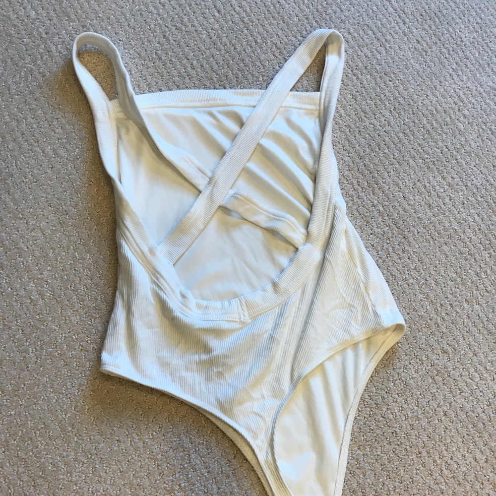 Ribbed thong body suit