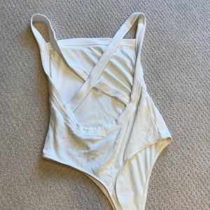 Ribbed thong body suit