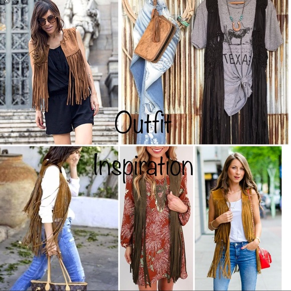 Olive Faux Suede Fringe Vest - Picture 4 of 5