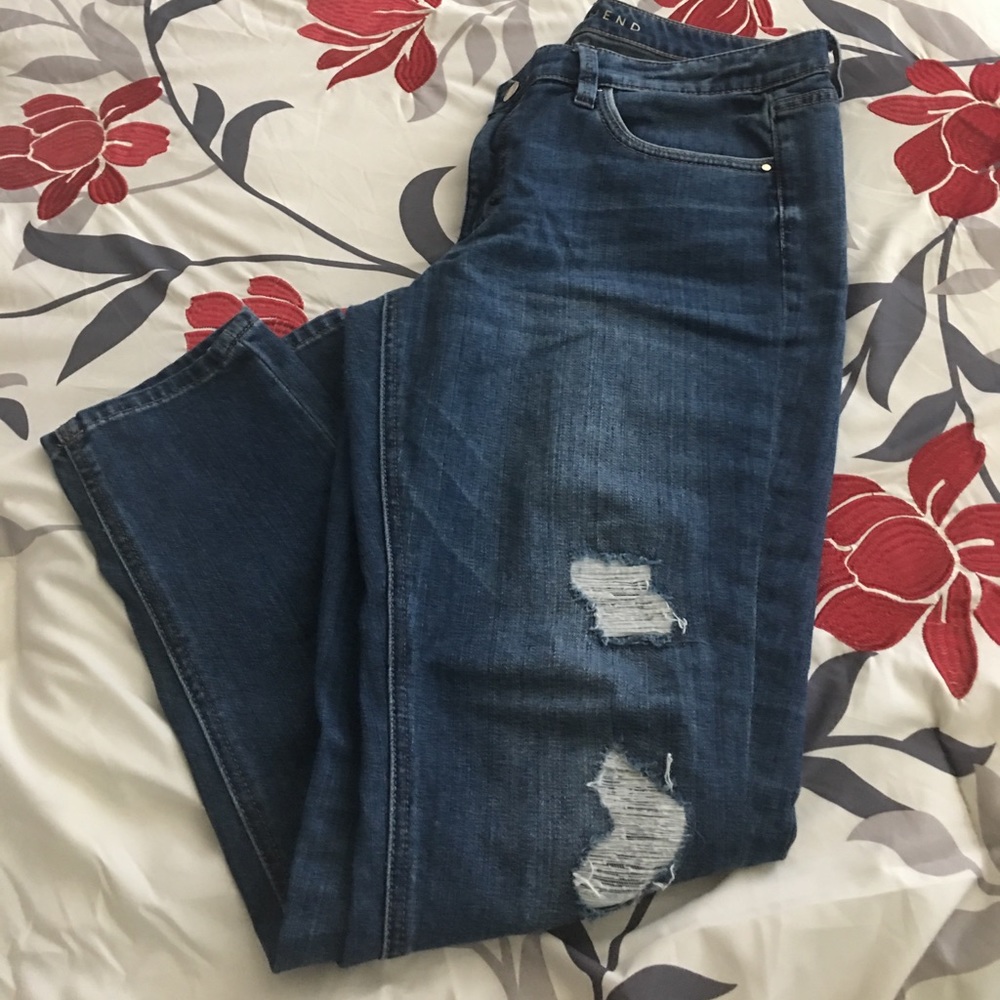 WHBM Distressed Girlfriend Jeans