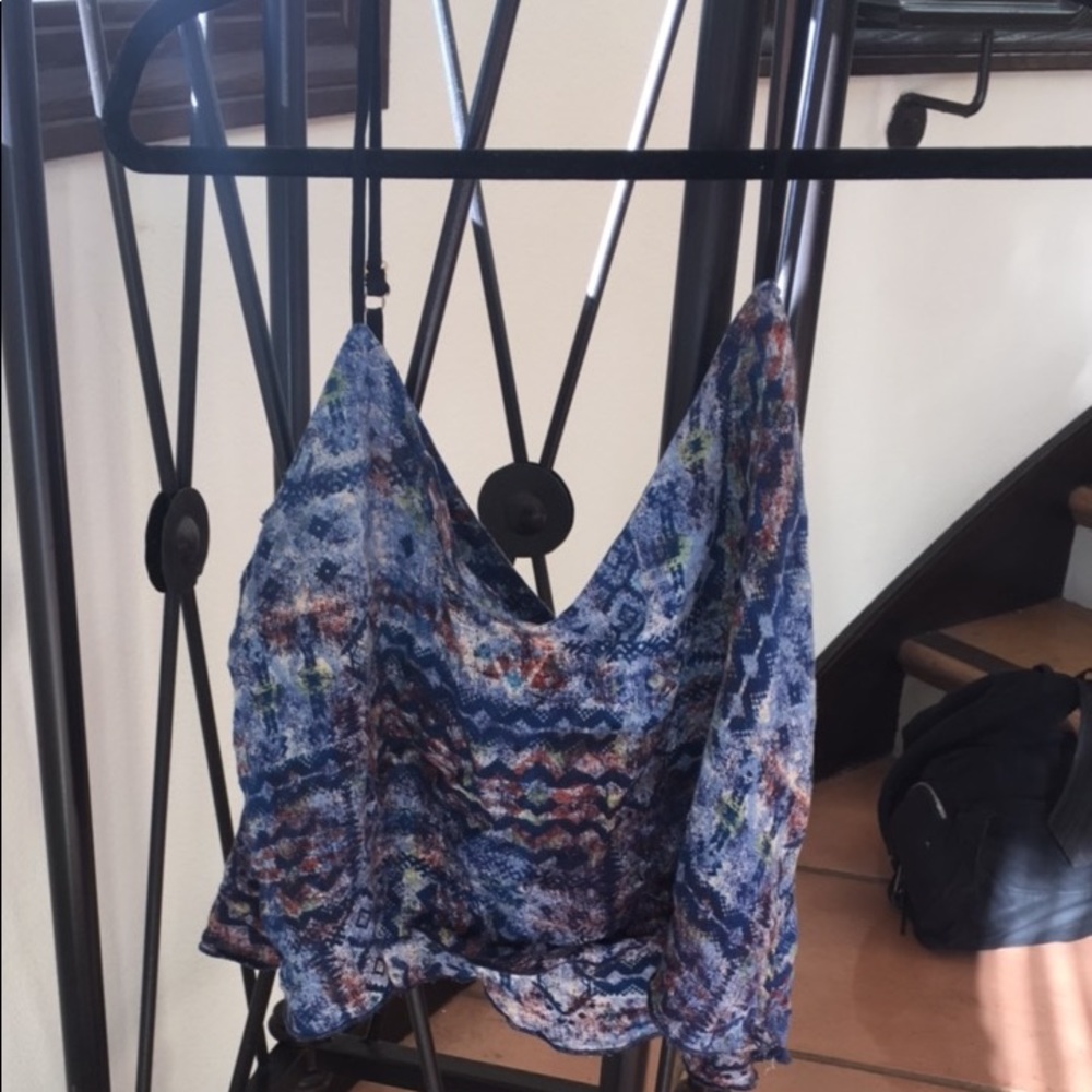 Cute Love tree crop top blue black
