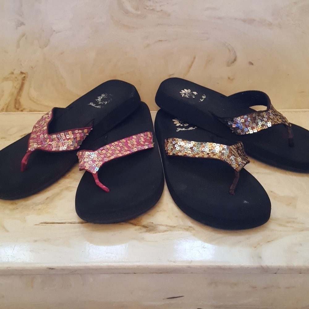 Yellow Box sequin flip flops