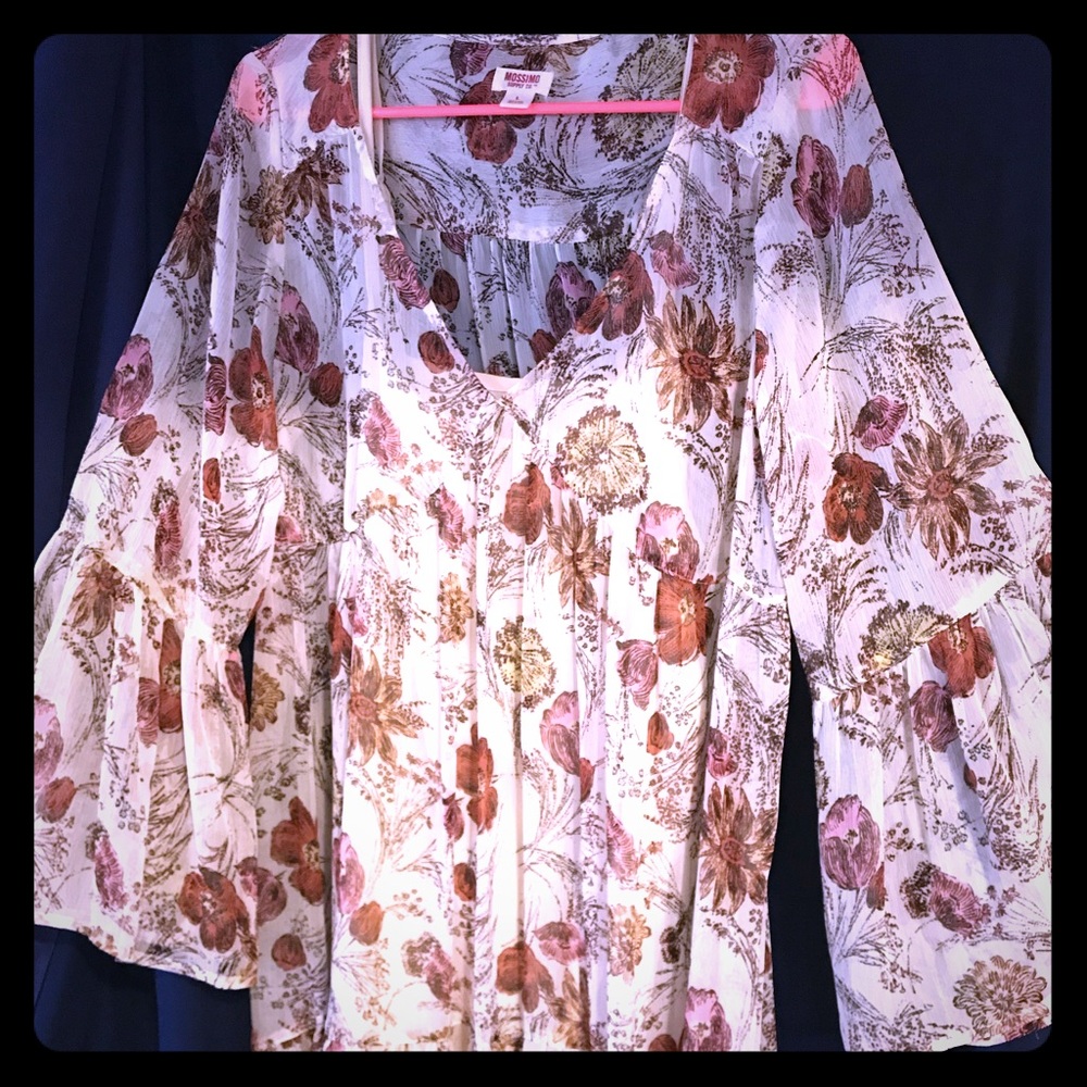 Womens beige & floral print Mossimo maxi dress L