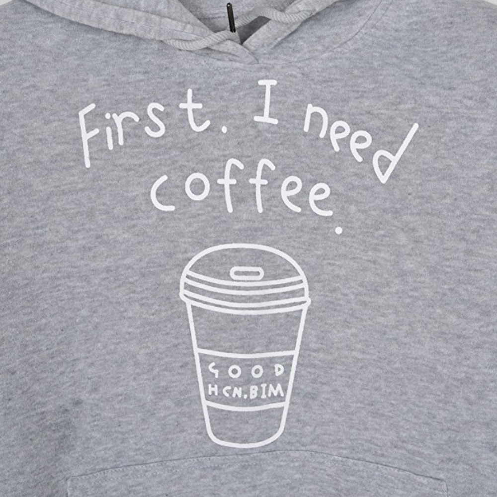 Grey Graphic Print Long Sleeve Hoodie - Picture 4 of 7