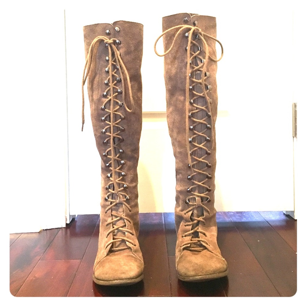 Urban Outfitters Ecote Knee High Suede Combat Boot