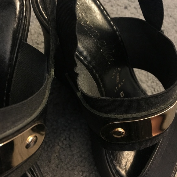 Black Wedges with Gold Detail - Picture 4 of 4