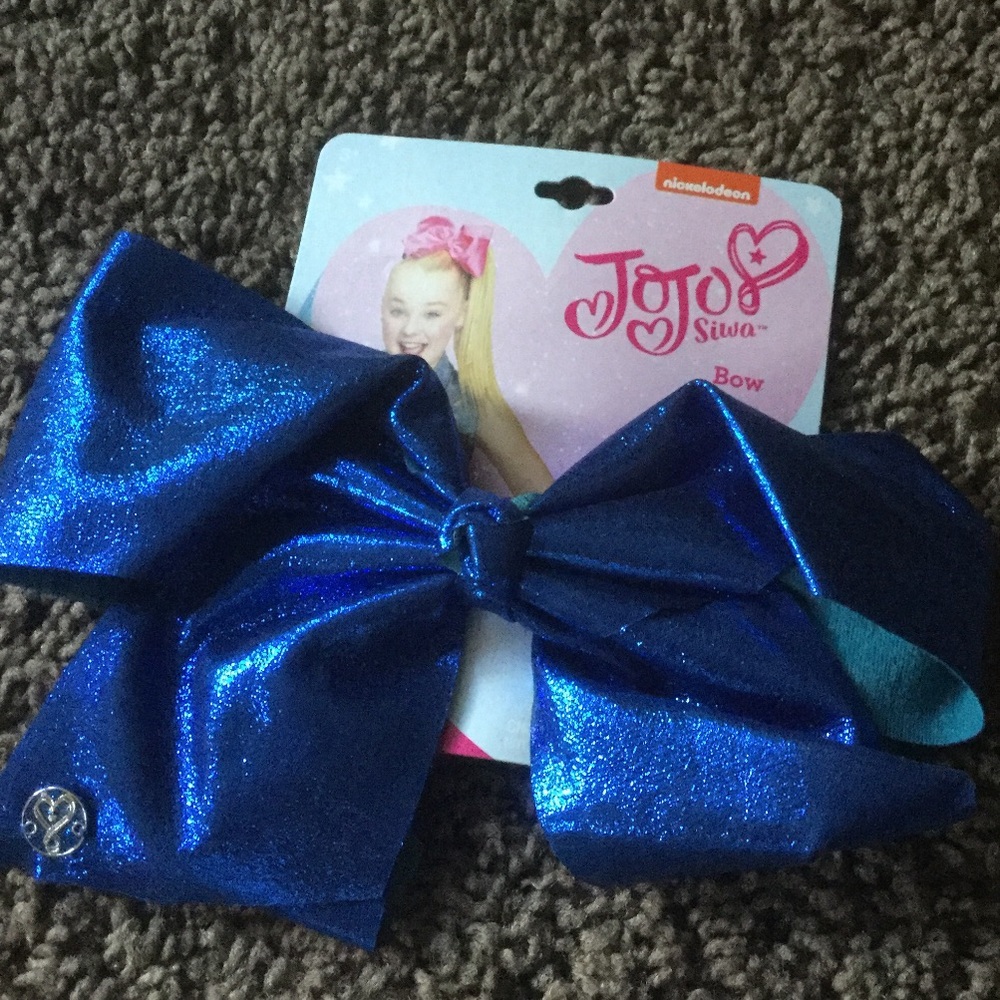 Jojo Siwa blue metallic hair bow
