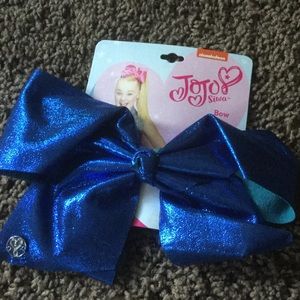 Jojo Siwa blue metallic hair bow