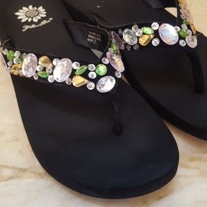 Yellow Box jewel flip flops