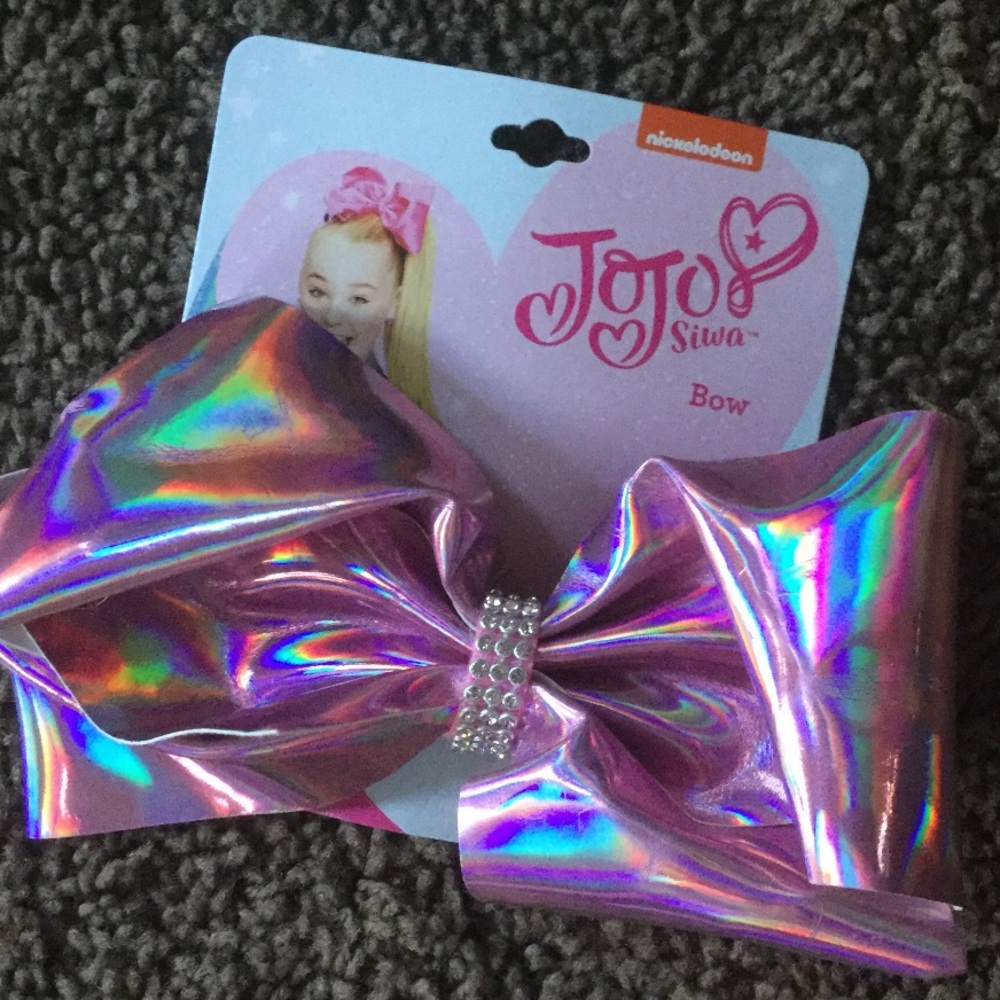 Jojo Siwa pink metallic bling bow