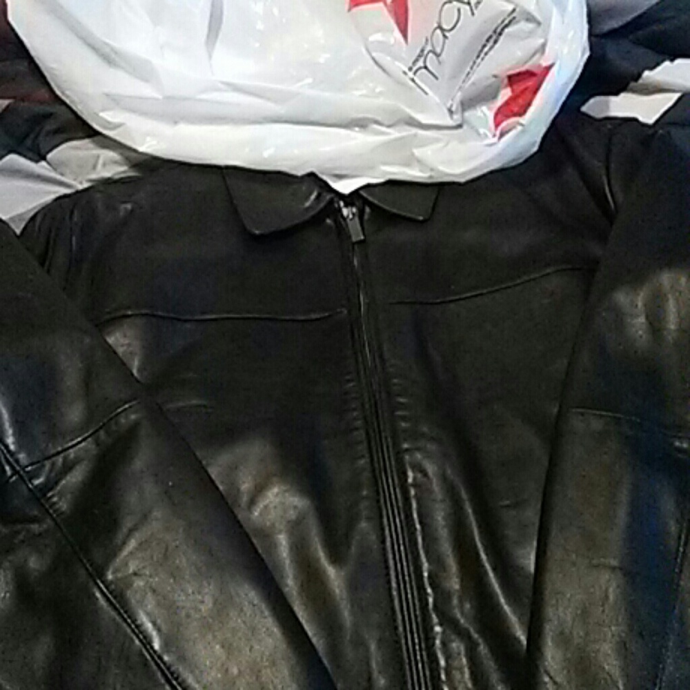 Perry Ellis lambskin leather jacket from Macy's