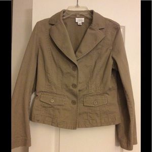 Women's Ann Taylor LOFT One Button Khaki Blazer