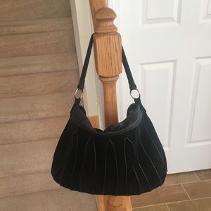 ECCO large suede purse w/ leather trim & strap