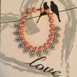 Coral and crystal statement necklace