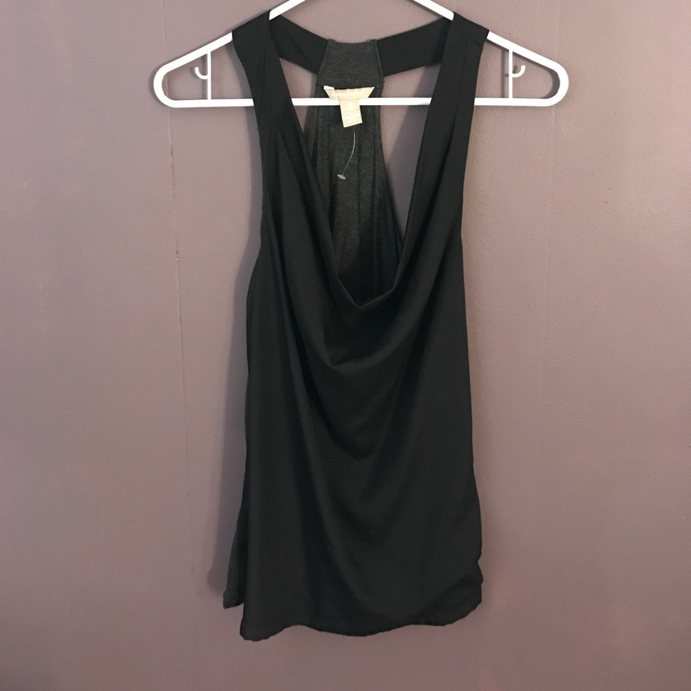 Banana Republic Charcoal Grey & Black Blouse