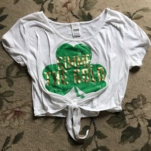 Give me the gold pink crop top