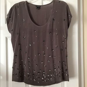 Silk Embellished Club Monaco Top