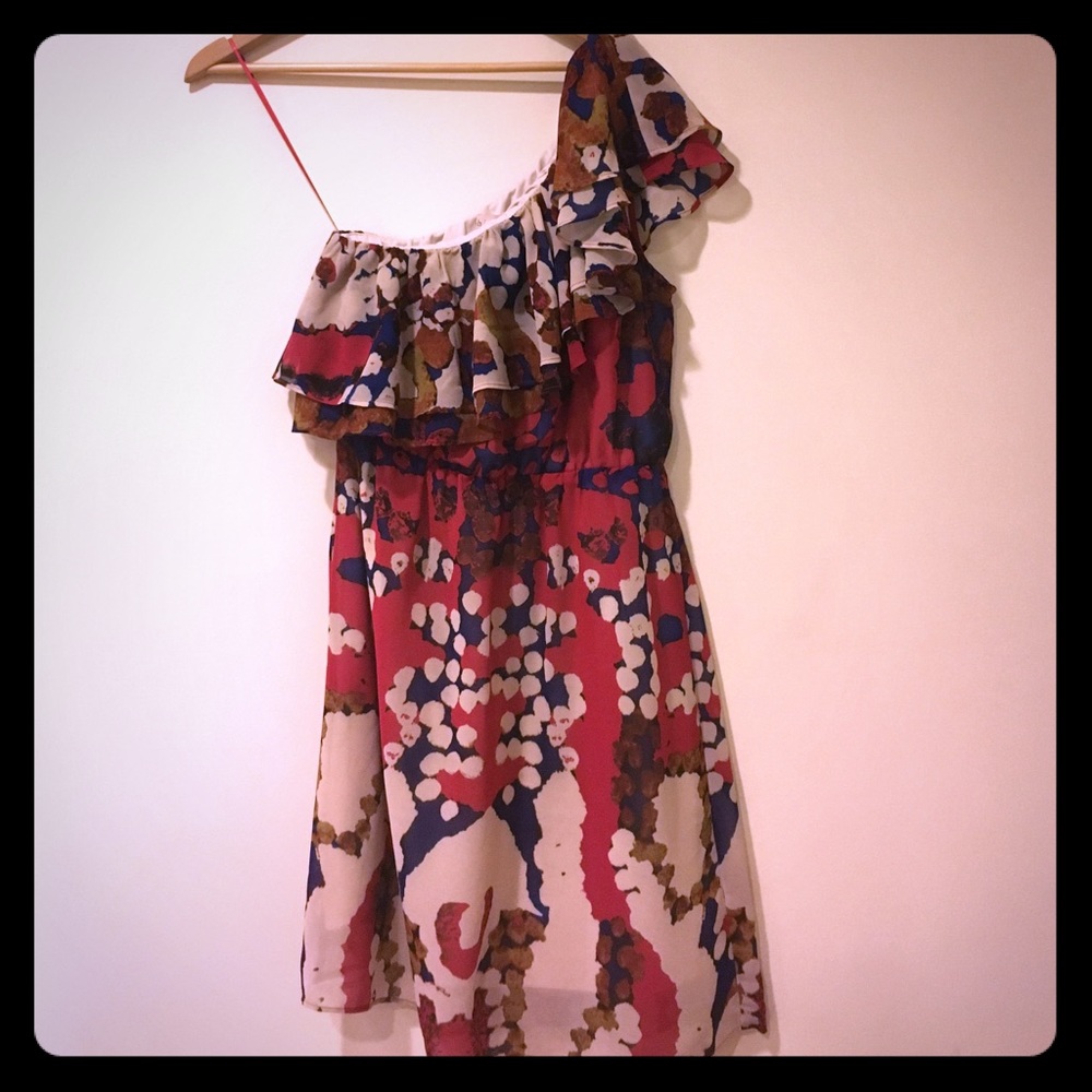 Off  shoulder multi color  patterned dress