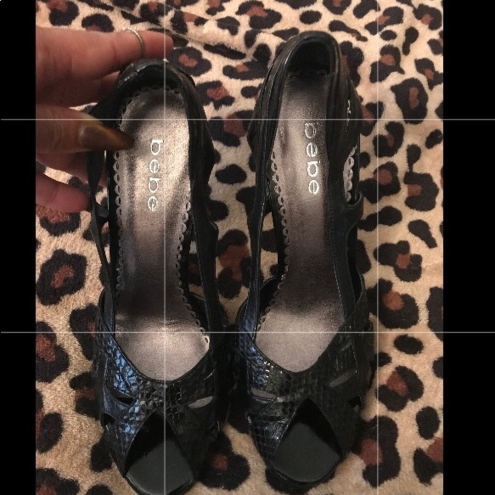 Black Bebe peep toe heels