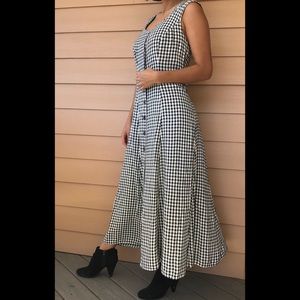Vintage Gingham Maxi Dress - Black and White