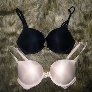 Victoria's Secret Push-Up Bras. 34C. Nude & black.