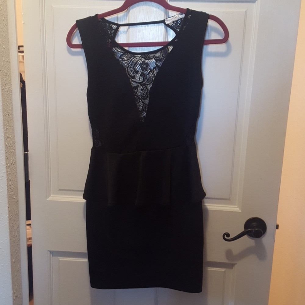 Black lace mini dress