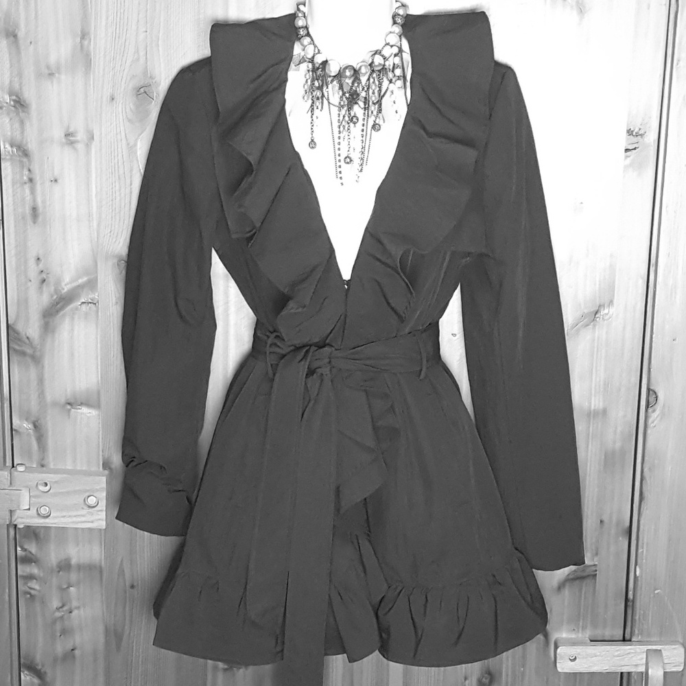 Flirty ruffled raincoat