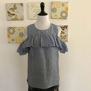 NWT,J.Crew Cold-Shoulder Ruffle Top Size 2