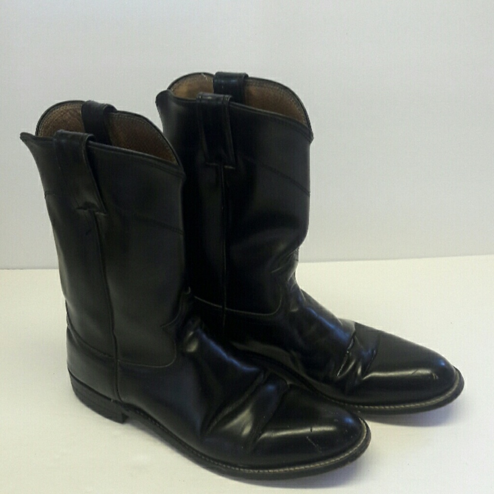 Diamond J Black Leather Cowgirl Boots size 8.5