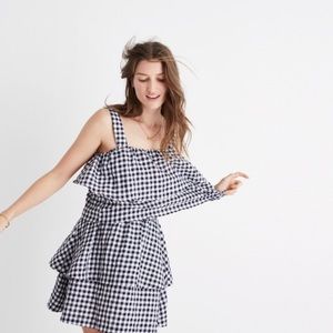 Madewell gingham tiered skirt NWT