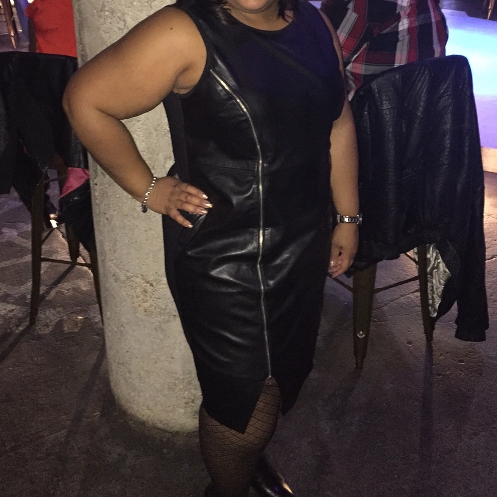 Eloquii, Black Faux Leather dress w/zipper, Sz 22