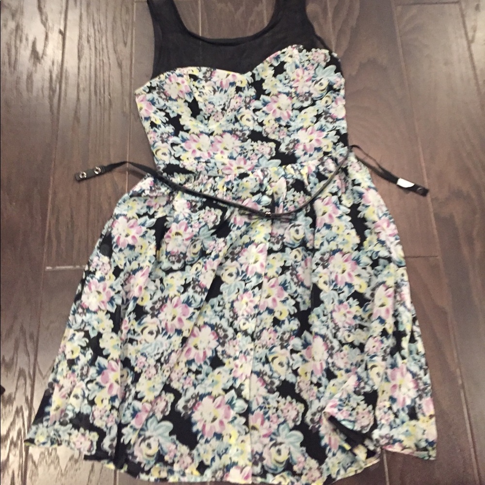 Lauren Conrad formal floral dress with belt