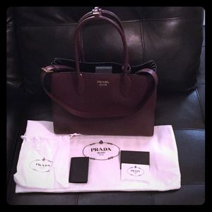 Prada Tote Biblioteque $2960 Burgundy