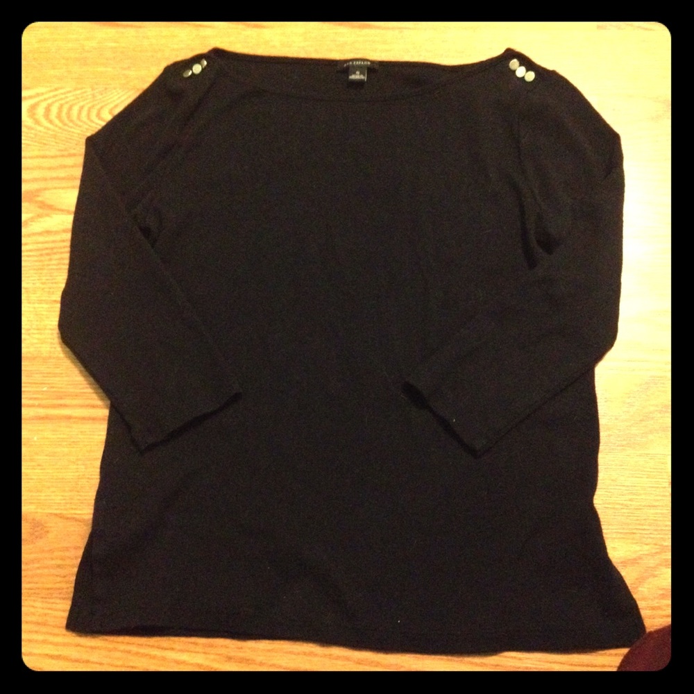 Cute black top with gold buttons!