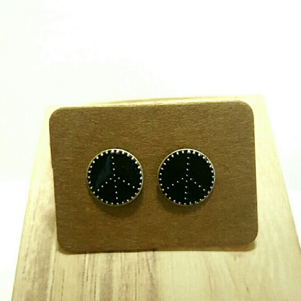 peace sign stud earrings
