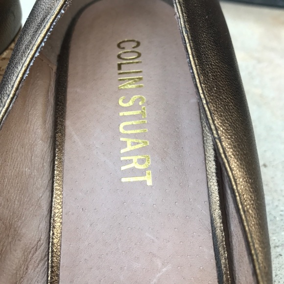 Colin Stewart open toe gold metallic wedges 8.5 - Picture 6 of 8