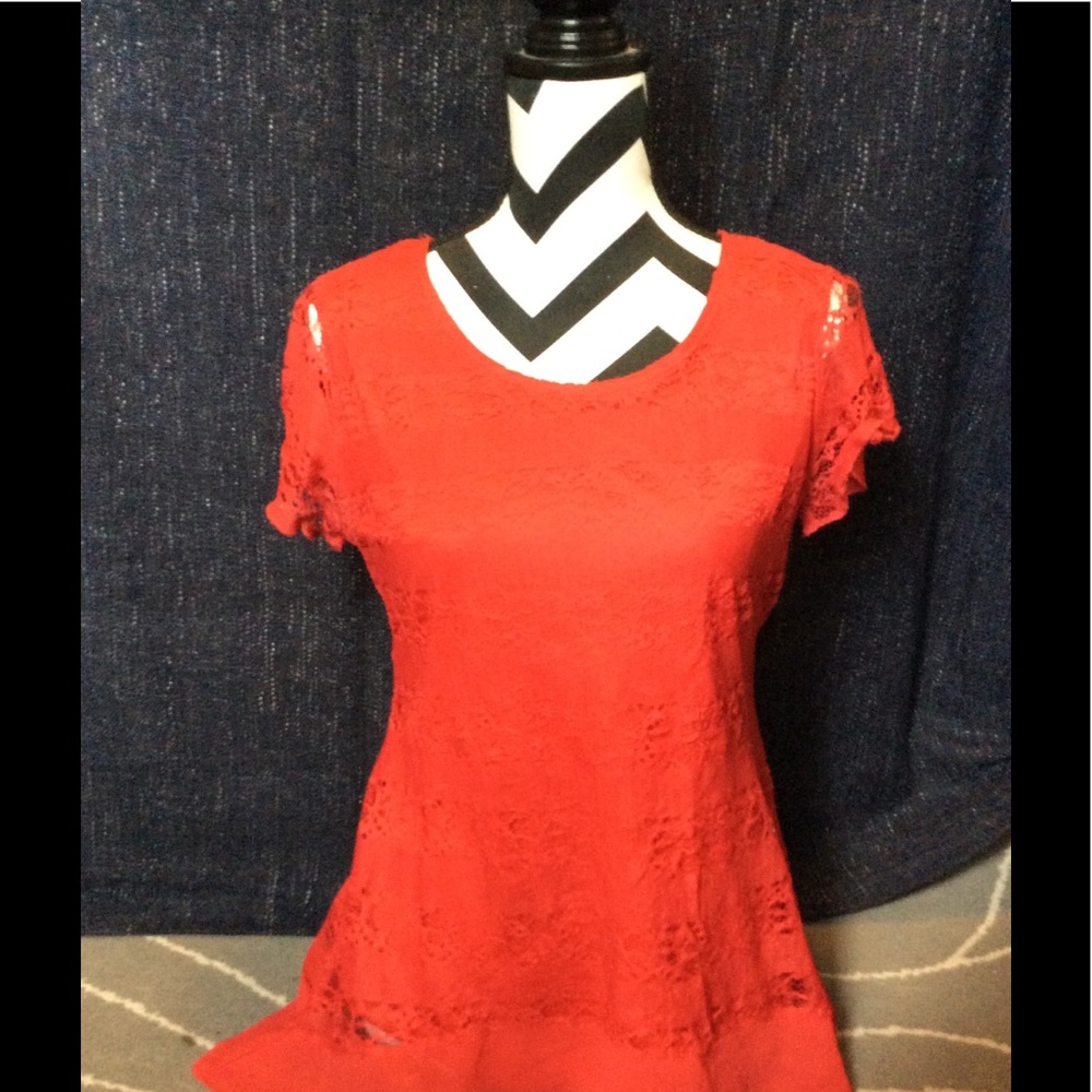 Shannon Ford New York red lace top