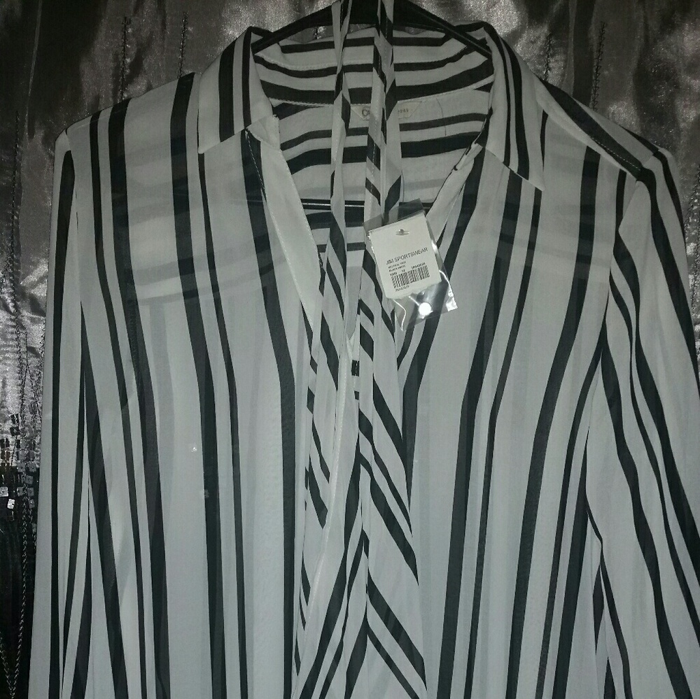 Cato's Black and White Striped Blouse