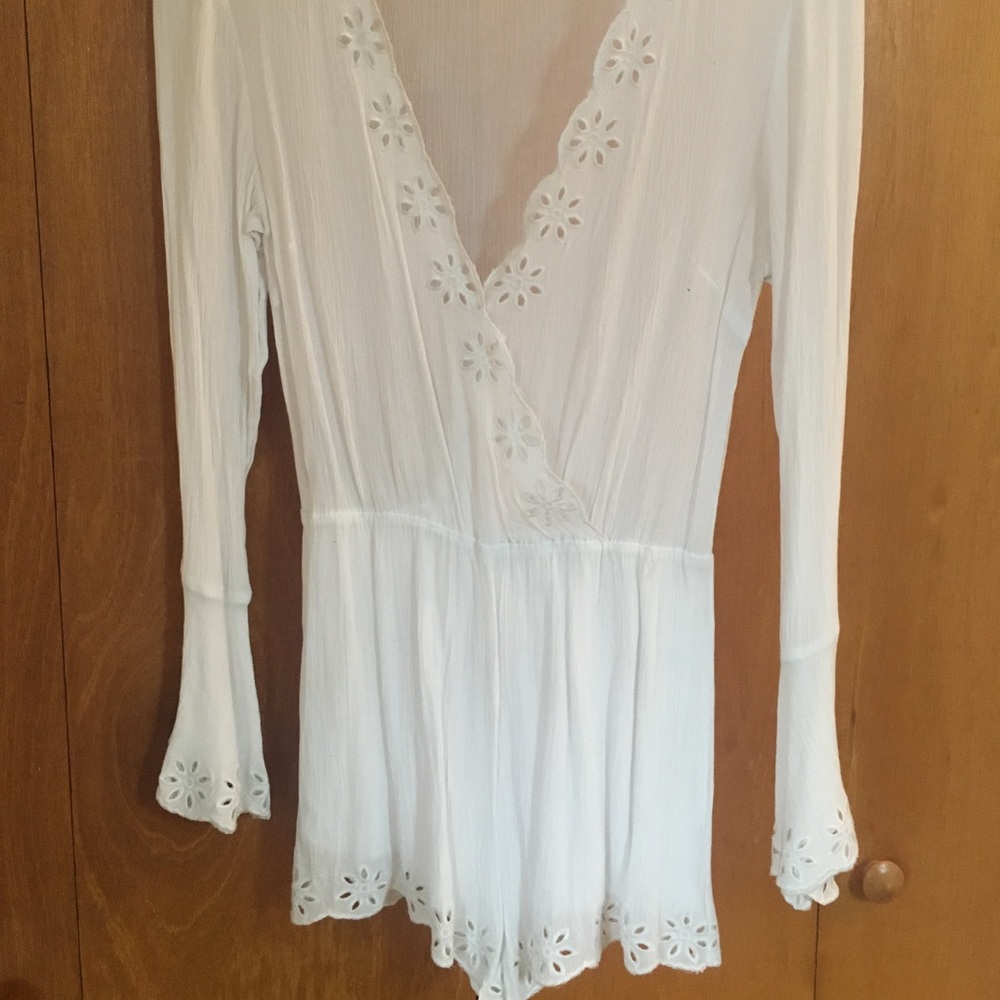 long sleeve white romper