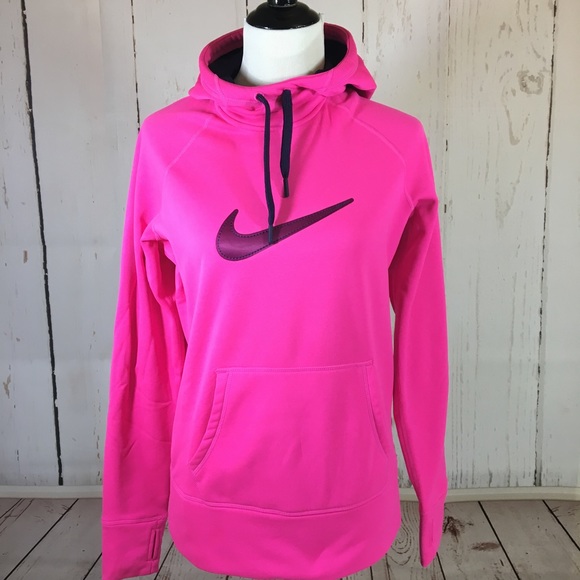 Nike Tops - Nike Pink Embroidered Hoodie w/ Thumbholes Medium