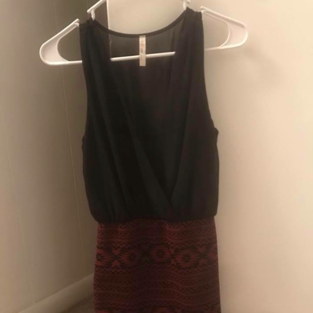 Black and maroon dress