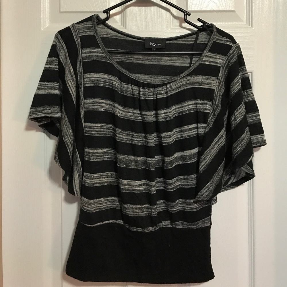 Striped Blouse Black and Grey Winter Top