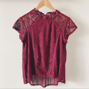NWOT // Burgundy Lace Top