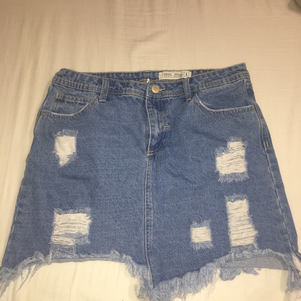 SZ LARGE HIGH WAISTED JEAN SKIRT