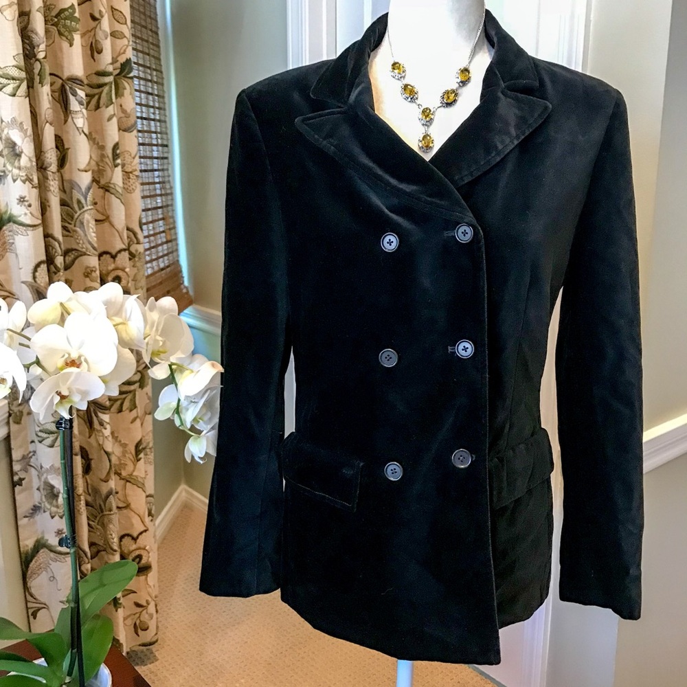 HP🌹 GAP Black Velvet Double Breasted Jacket