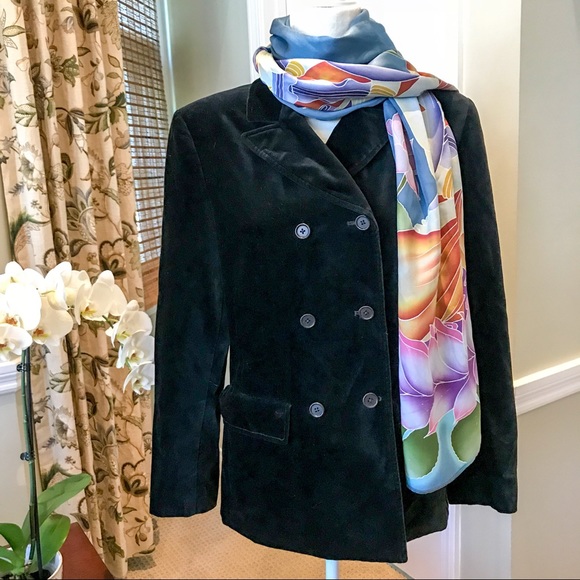 GAP Black Velvet Double Breasted Jacket - Picture 1 of 6
