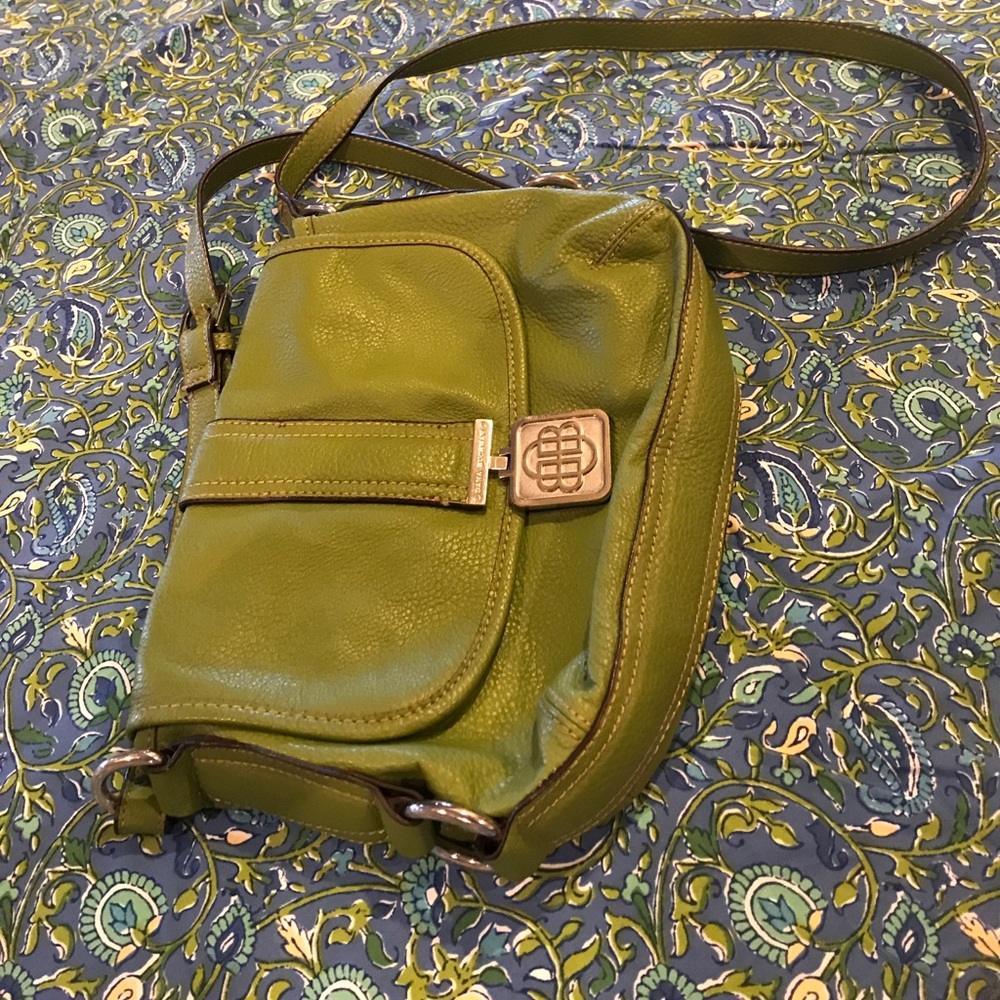 Dana Buchman green “leather” crossbody EUC